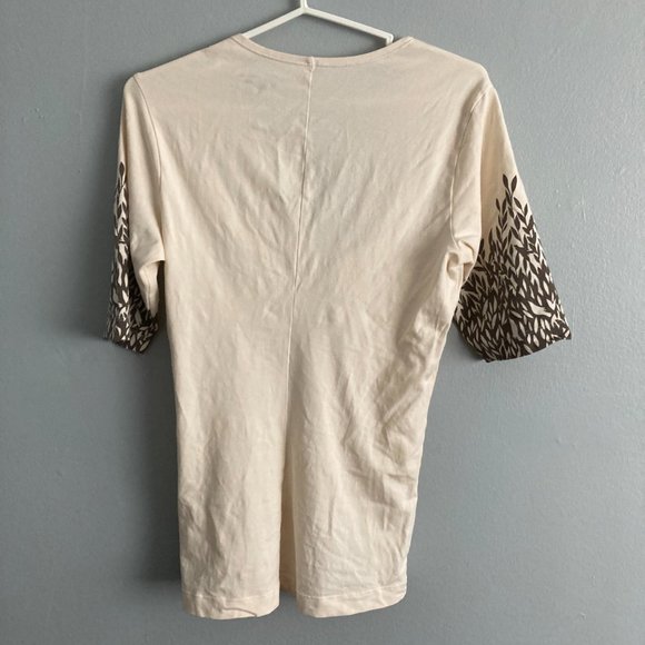 Patagonia Women’s Organic Cotton Blend Knotted Midi Top Cream Brown Grains Sz S - Picture 6 of 8